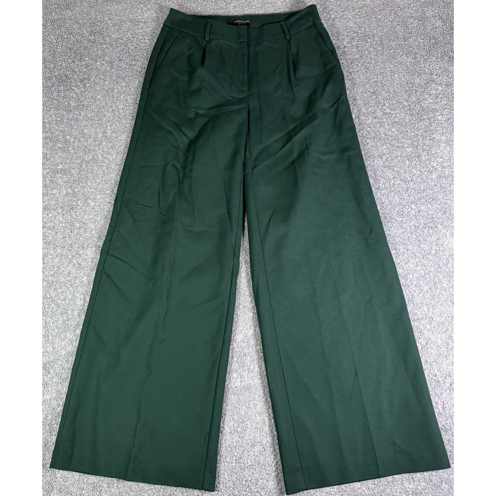 Eileen Fisher Drapey Tencel Stretch Pine Green Wide Leg Trouser Pants Size 2
